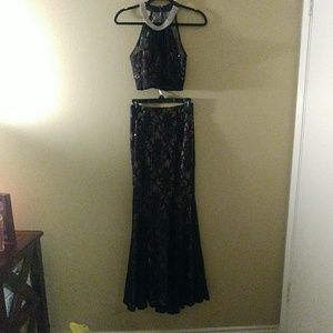 2pc lace sequence gown